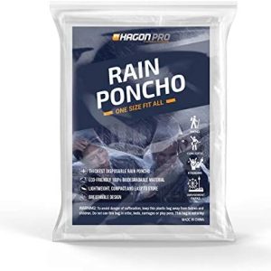 Hagon PRO Disposable Rain Ponchos for Adults (5 Pack)