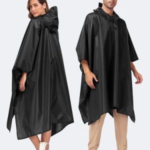 SaphiRose Hooded Rain Poncho Waterproof Raincoat Jacket for Men Women Adults