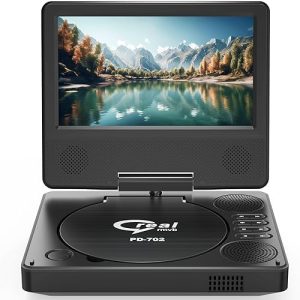 9.5″ Portable DVD Player with 7.5″ Swivel Display Screen, 5-Hour Built-in Rechargeable Battery, Car DVD Player,Supports SD Card/USB/CD/DVD and Multiple Disc Formats, High Volume Speaker,Black……