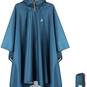 Anyoo Waterproof Rain Poncho Lightweight Reusable Hiking Hooded Coat Jacket for Outdoor Activities
