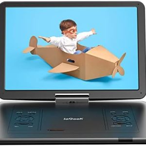 ieGeek 17.5″ Portable DVD Player with 15.6″ Swivel HD Large Screen, 6 Hrs 5000mAH Rechargeable Battery, High Volume Speaker, Support USB/SD Card/Sync TV, Car Charger, Remote Control, Region-Free